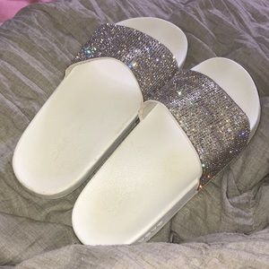White rhinestone slides